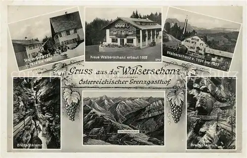 AK / Ansichtskarte Walserschanz Kleinwalsertal Grenzgasthof Breitachklamm Alpenpanorama Kat. 