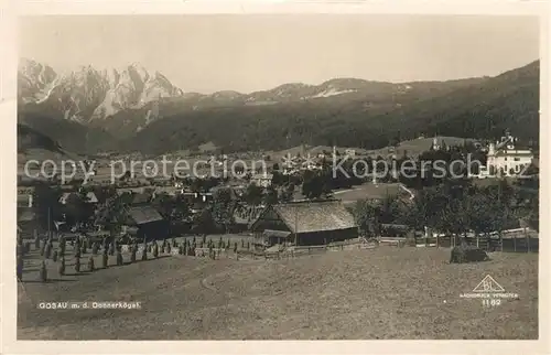 AK / Ansichtskarte Gosau Oberoesterreich Gesamtansicht mit dem Donnerkogel Dachsteingebirge Kat. Gosau Salzkammergut