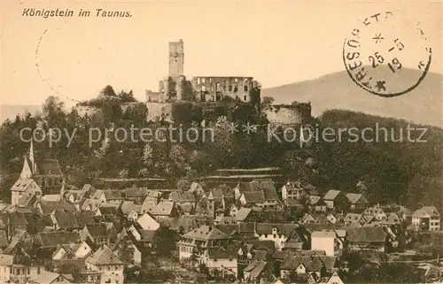 AK / Ansichtskarte Koenigstein Taunus Stadtbild mit Burgruine Kat. Koenigstein im Taunus