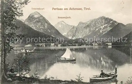AK / Ansichtskarte Pertisau Achensee Uferpartie am See Blick zu Tristenkopf und Sonnejoch Alpen Kat. Eben am Achensee