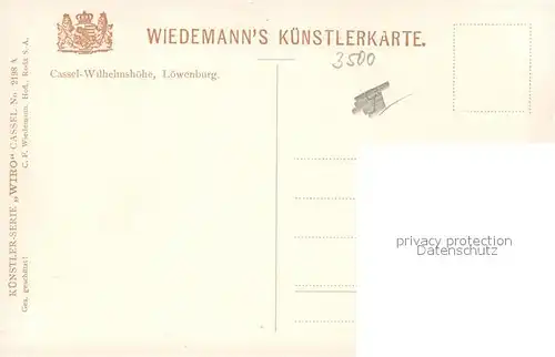 AK / Ansichtskarte Verlag Wiedemann WIRO Nr. 2198 A Kassel Wilhelmshoehe Loewenburg  Kat. Verlage