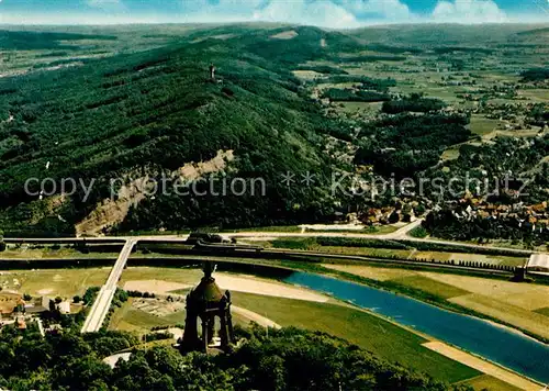 AK / Ansichtskarte Porta Westfalica Fliegeraufnahme Kaiser Wilhelm Denkmal Kat. Porta Westfalica