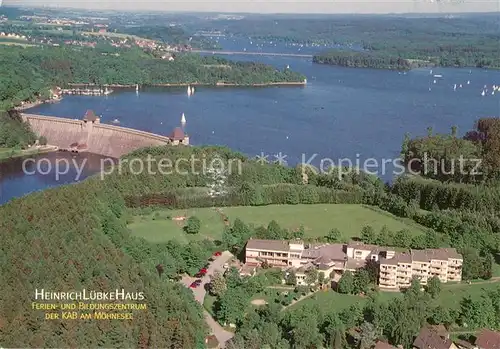 AK / Ansichtskarte Moehnesee Fliegeraufnahme Heinrich Luebke Haus  Kat. Moehnesee