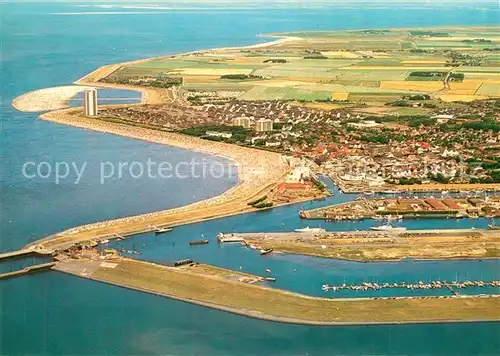 AK / Ansichtskarte Buesum Nordseebad Fliegeraufnahme Hafenanlagen Korbstrand Kat. Buesum