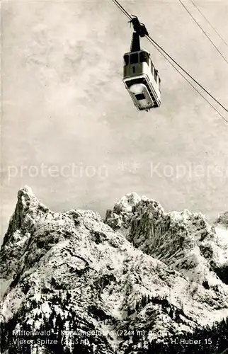 AK / Ansichtskarte Seilbahn Mittenwald Karwendel Vierer Spitze Foto H. Huber Nr. 15 Kat. Bahnen