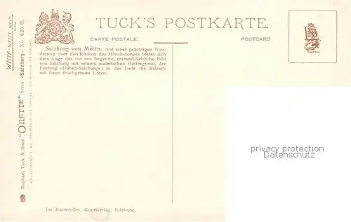 AK / Ansichtskarte Verlag Tucks Oilette Nr. 625 B Salzburg von Muelln Festung Kat. Verlage
