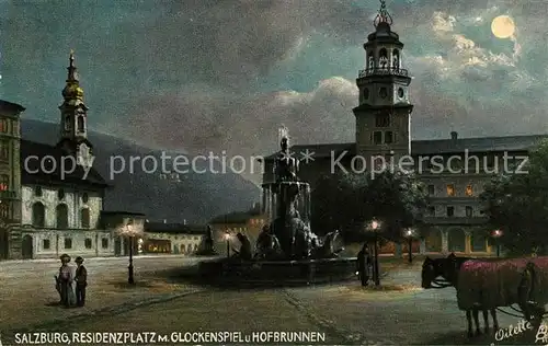 AK / Ansichtskarte Verlag Tucks Oilette Nr. 625 B Salzburg Residenzplatz Glockenspiel Hofbrunnen  Kat. Verlage