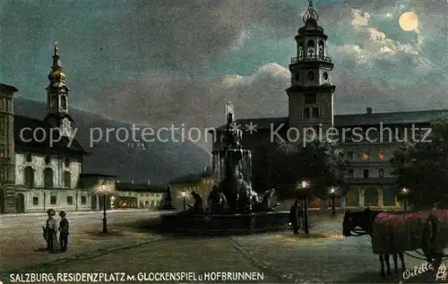 AK / Ansichtskarte Verlag Tucks Oilette Nr. 625 B Salzburg Residenzplatz Glockenspiel Hofbrunnen Kat. Verlage