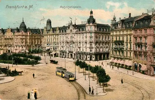 AK / Ansichtskarte Strassenbahn Frankfurt am Main Bahnhofsplatz Kat. Strassenbahn