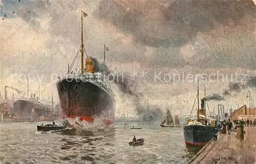 AK / Ansichtskarte Dampfer Oceanliner Kuenstlerkarte  Kat. Schiffe