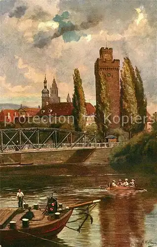 AK / Ansichtskarte Hoffmann Heinrich Heilbronn Partie am Neckar Goetzenturm  Kat. Kuenstlerkarte