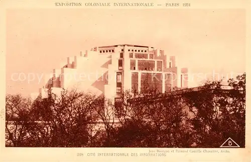 AK / Ansichtskarte Exposition Coloniale Internationale Paris 1931 Cite Internationale des Informations  Kat. Expositions