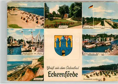 AK / Ansichtskarte Eckernfoerde Kurpark Hafen Fischerboote Kat. Eckernfoerde