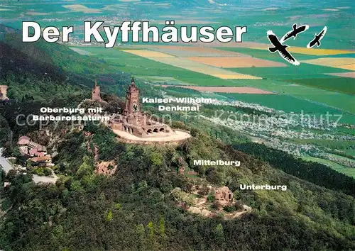 AK / Ansichtskarte Kyffhaeuser Fliegeraufnahme Kaiser Wilhelm Denkmal Oberburg Barbarossaturm Kat. Bad Frankenhausen