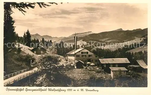 AK / Ansichtskarte Walserschanz Kleinwalsertal Oberoesterreichisches Grenzwirtshaus Landschaftspanorama Alpen Kat. 
