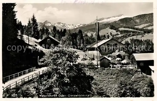 AK / Ansichtskarte Walserschanz Kleinwalsertal oesterreichisches Grenzwirtshaus Landschaftspanorama Alpen Kat. 