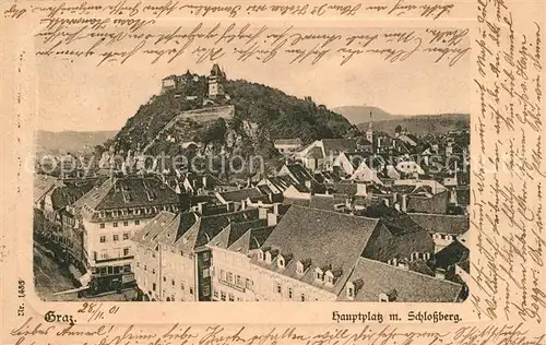 AK / Ansichtskarte Graz Steiermark Hauptplatz mit Schlossberg Uhrturm Kat. Graz