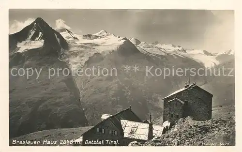 AK / Ansichtskarte Breslauerhuette Berghuette oetztaler Alpen Kat. Soelden