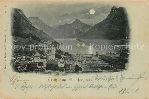 AK / Ansichtskarte Ebensee Oberoesterreich Blick ueber den See Alpen im Mondschein Kat. Ebensee Salzkammergut