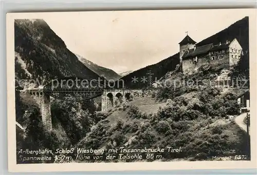 AK / Ansichtskarte Tobadill Tirol Arlbergbahn Schloss Wiesberg mit Trisannabruecke Kat. Tobadill