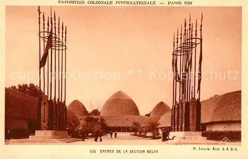 AK / Ansichtskarte Exposition Coloniale Internationale Paris 1931 Entree de la Section Belge Kat. Expositions