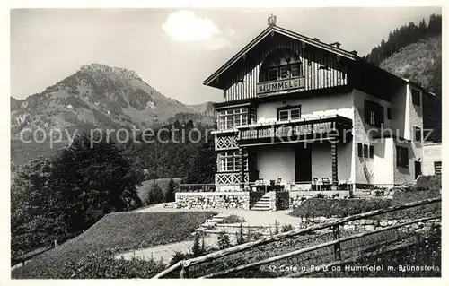 AK / Ansichtskarte Oberaudorf Pension Cafe Hummelei mit Bruennstein Mangfallgebirge Kat. Oberaudorf