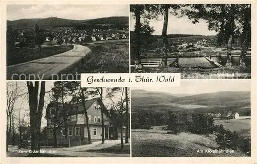 AK / Ansichtskarte Geschwenda Landstrasse Waldbad Freibad Zum Kickelhaehnchen Landschaftspanorama Kat. Geschwenda