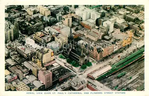 AK / Ansichtskarte Melbourne Victoria Aerial view St Pauls Cathedral Flinders Street Station Kat. Melbourne