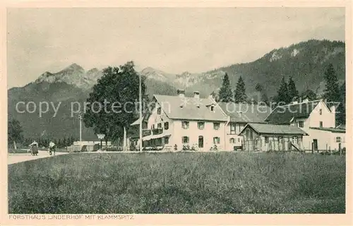 AK / Ansichtskarte Linderhof Ettal Forsthaus mit Klammspitze Ammergauer Alpen Kat. Ettal