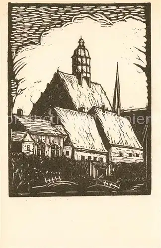 AK / Ansichtskarte Volkach Rathaus nach Original Linolschnitt von Franz Brosig Kuenstlerkarte Kat. Volkach Main