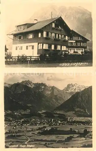 AK / Ansichtskarte Oberstdorf Gesamtansicht mit Alpenpanorama Haus Hagspiel Kat. Oberstdorf