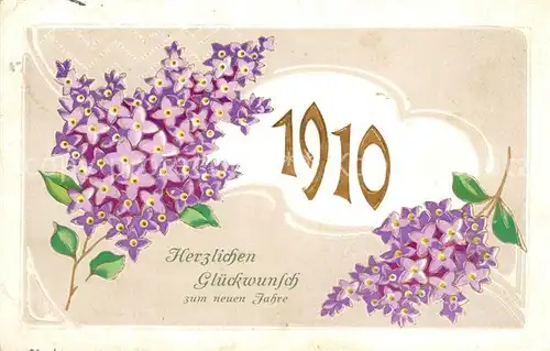AK / Ansichtskarte Datumskarte 1910 Neujahr Veilchen  Kat. Besonderheiten