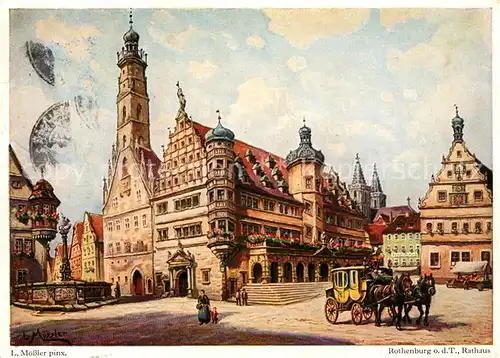 AK / Ansichtskarte Moessler L. Rothenburg Tauber Rathaus Kat. Kuenstlerkarte