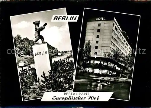 AK / Ansichtskarte Berlin Baer Statue Hotel Europaeischer Hof Kat. Berlin