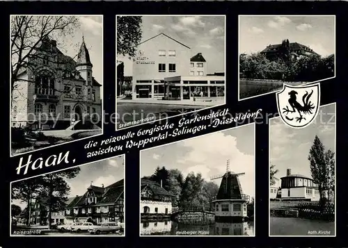 AK / Ansichtskarte Haan Rheinland Rathaus Sparkasse Kaiserstrasse Heidberger Muehle Kath Kirche Kat. Haan