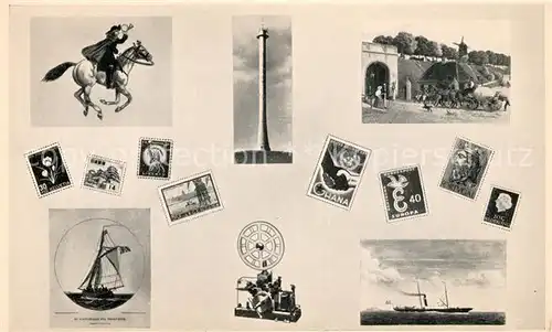 AK / Ansichtskarte Briefmarke auf Ak Daenemark Telegrafmuseum Kobenhavn Kat. Besonderheiten