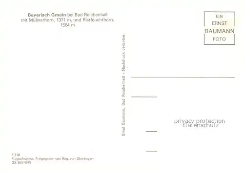 AK / Ansichtskarte Bayerisch Gmain Fliegeraufnahme Muellnerhorn Ristfeuchthorn Kat. Bayerisch Gmain