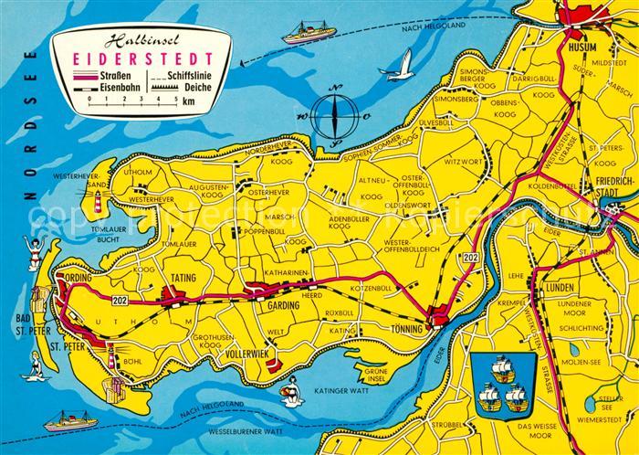 Tönning - Halbinsel Eiderstedt - Landkarte - 1996 Nr. 0016056
