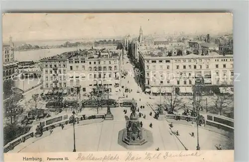 Hamburg Panorama Rathausplatz Kaiser Wilhelm Denkmal Kat. Hamburg