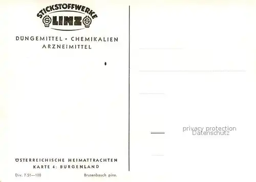 Trachten oesterreich Burgenland Kuenstlerkarte Brusenbauch