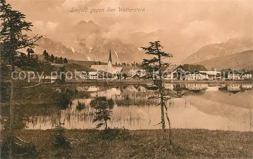 AK / Ansichtskarte Seefeld Tirol Uferpartie am See gegen Wettersteingebirge Kat. Seefeld in Tirol