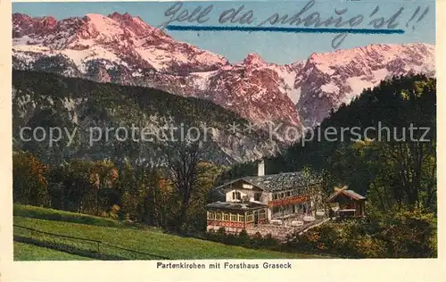 AK / Ansichtskarte Partenkirchen Forsthaus Graseck Alpenpanorama Kat. Garmisch Partenkirchen