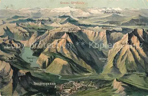 AK / Ansichtskarte Berchtesgaden mit Koenigsee Alpenpanorama aus der Vogelperspektive Kat. Berchtesgaden