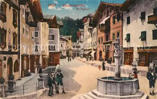 AK / Ansichtskarte Berchtesgaden Marktplatz Brunnen Kat. Berchtesgaden