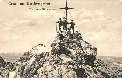 AK / Ansichtskarte Berchtesgaden Watzmann Mittelspitze Gipfelkreuz Kat. Berchtesgaden