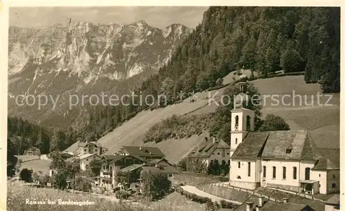 AK / Ansichtskarte Ramsau Berchtesgaden Ortsmotiv mit Kirche Alpenpanorama Kat. Ramsau b.Berchtesgaden