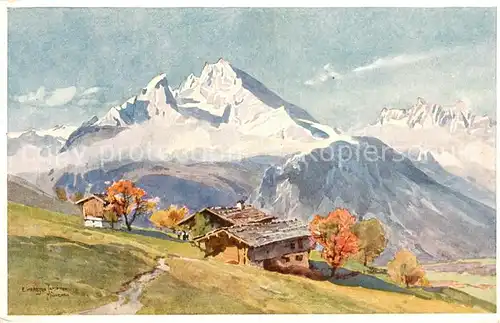 AK / Ansichtskarte Berchtesgaden Watzmann vom Vorderbrand Berchtesgadener Alpen Kuenstlerkarte Kat. Berchtesgaden