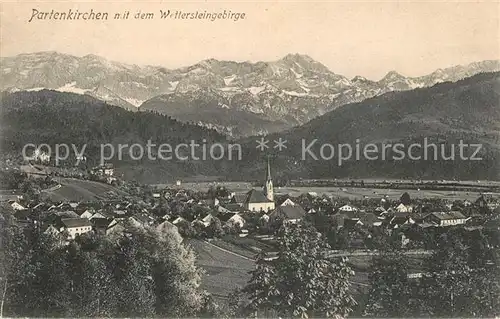 AK / Ansichtskarte Partenkirchen Gesamtansicht mit Alpenpanorama Wettersteingebirge Kat. Garmisch Partenkirchen