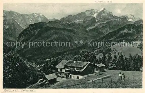 AK / Ansichtskarte Partenkirchen Eckbauer mit Blick auf Zugspitzmassiv Wettersteingebirge Kat. Garmisch Partenkirchen