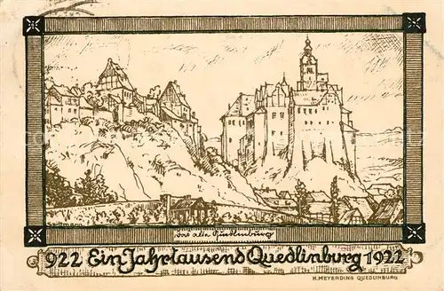Quedlinburg Schloss Zeichnung Kat. Quedlinburg